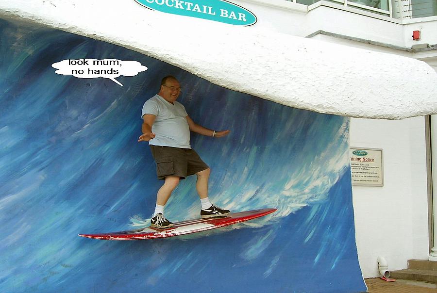 Mike shows off his Surfing skills